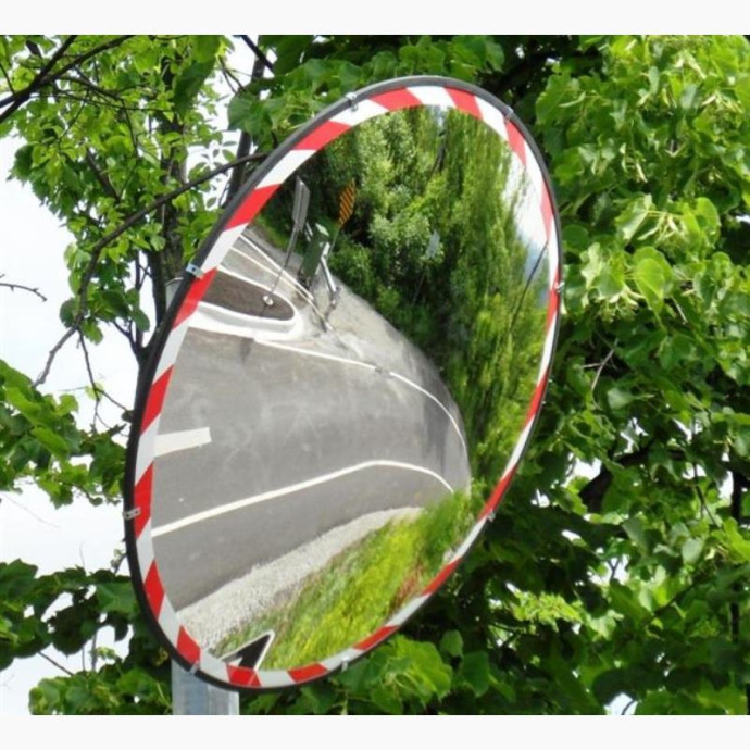 Espejo convexo multiuso circular con cinta roja blanca Ø750mm