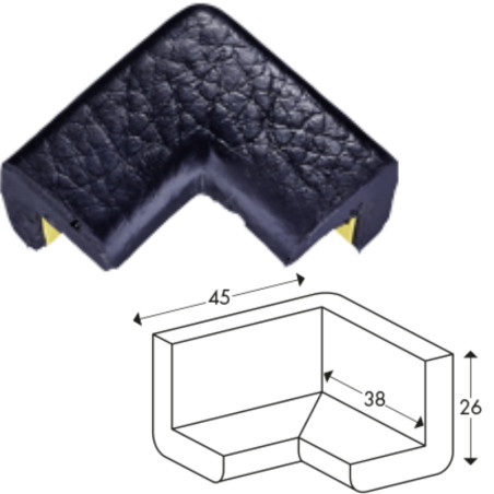 Corner piece, 2 directions, black, type "E"