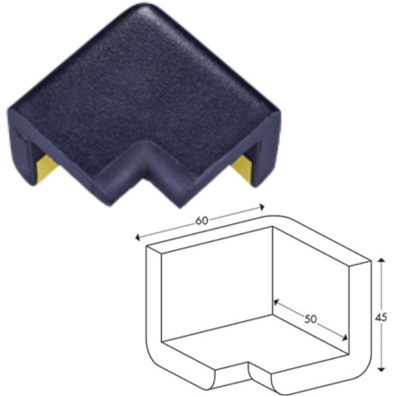 Corner piece, 2 directions, black, "H" type