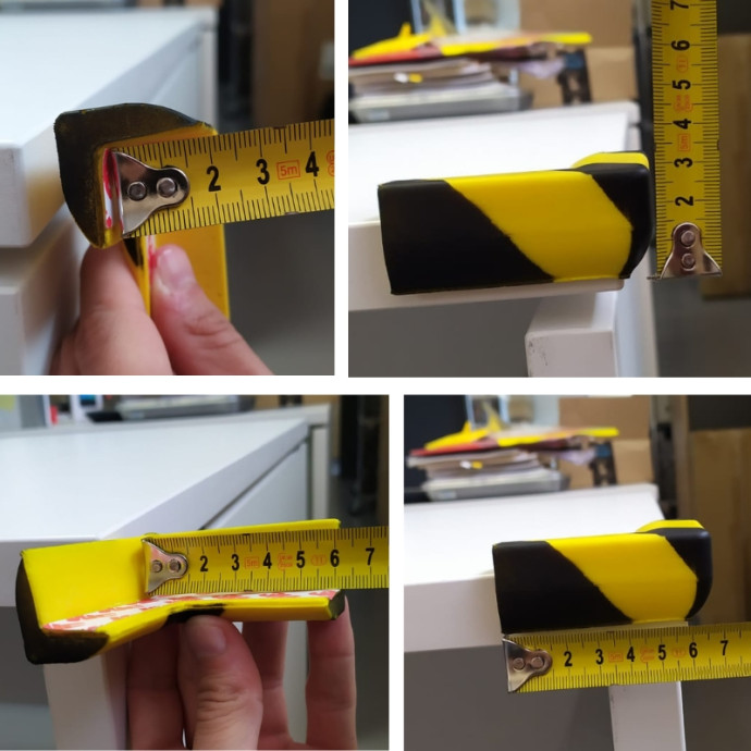 Yellow/black polyurethane corner protector 70x70x30mm