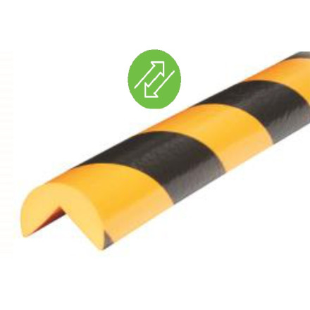 Canto curvo reutilizável amarelo preto de 1m tipo "A".