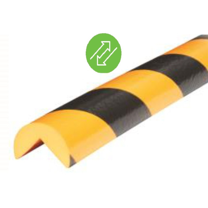 Esquinero curvo reutilizable amarillo negro 1m tipo "A".