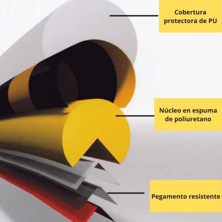 Curved corner for cold in yellow and black, 1m type "A".