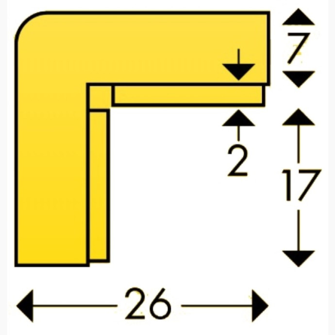 Angle droit magnétique jaune noir 1m type "E MAGNET"