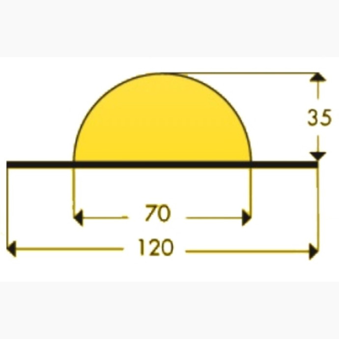 Curved flat protector for screwing in yellow and black 1m type "C+"