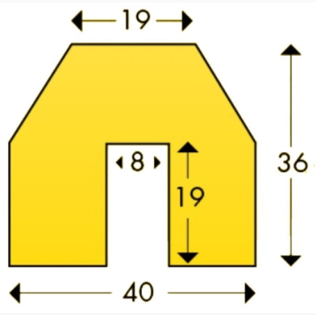 Protecteur de lame trapézoïdal jaune noir 1m de type "BB"