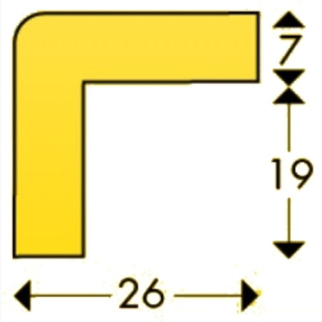 Coin d'angle droit jaune noir 1m type "E"
