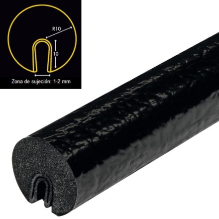 Protetor de lâmina pequeno preto. Ø 20 x 1000mm. Lâmina 10x1-2mm.