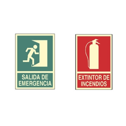 Señal de PVC fotoluminiscente clase A, espesor 1 mm con diferentes medidas