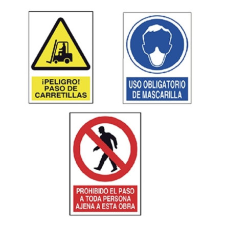 Safety signs made of 0.7 mm thick PVC in various sizes