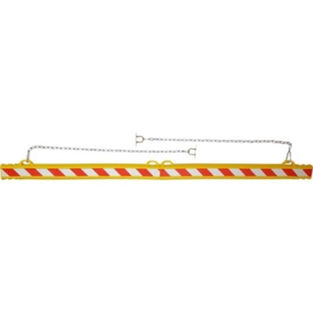 Polyethylene wheel chock, yellow with red and white reflective stripe 2000x100x50mm
