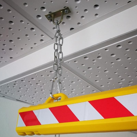 Polyethylene wheel chock, yellow with red and white reflective stripe 2000x100x50mm