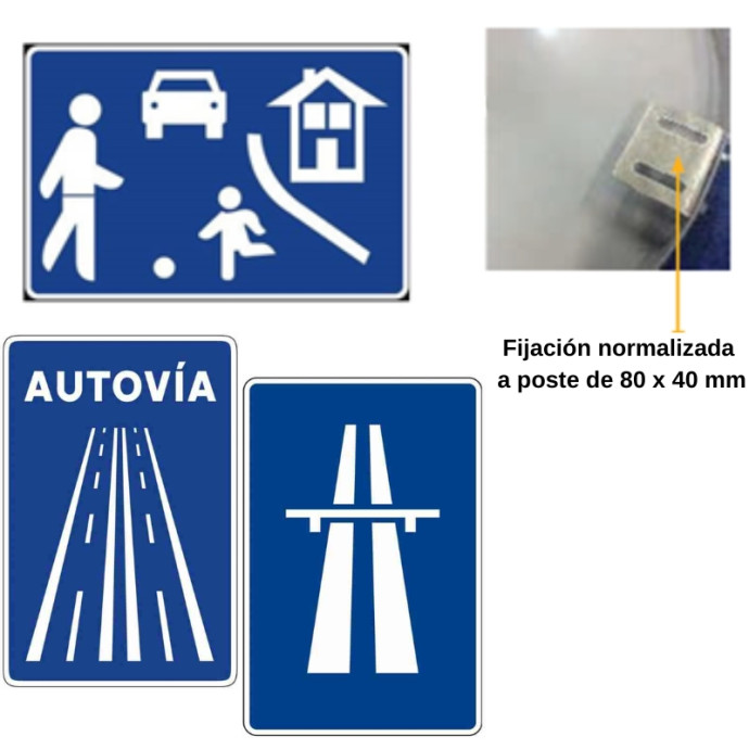 Segnale informativo MOPU. Diverse misure e livelli di riflettanza.