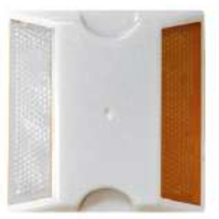 White or yellow plastic reflector. Reflectors in different colors with a reflectance level of 2.