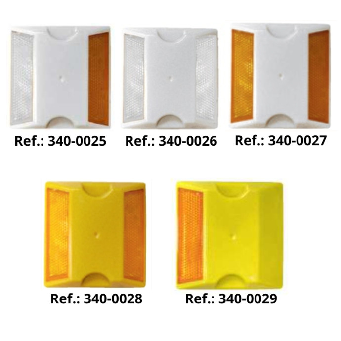 Refletor de plástico branco ou amarelo. Refletores em diferentes cores com nível de refletância 2.
