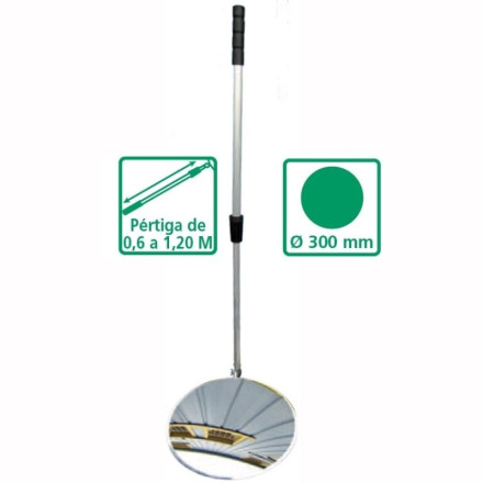 Convex inspection mirror with different measurements and arm lengths