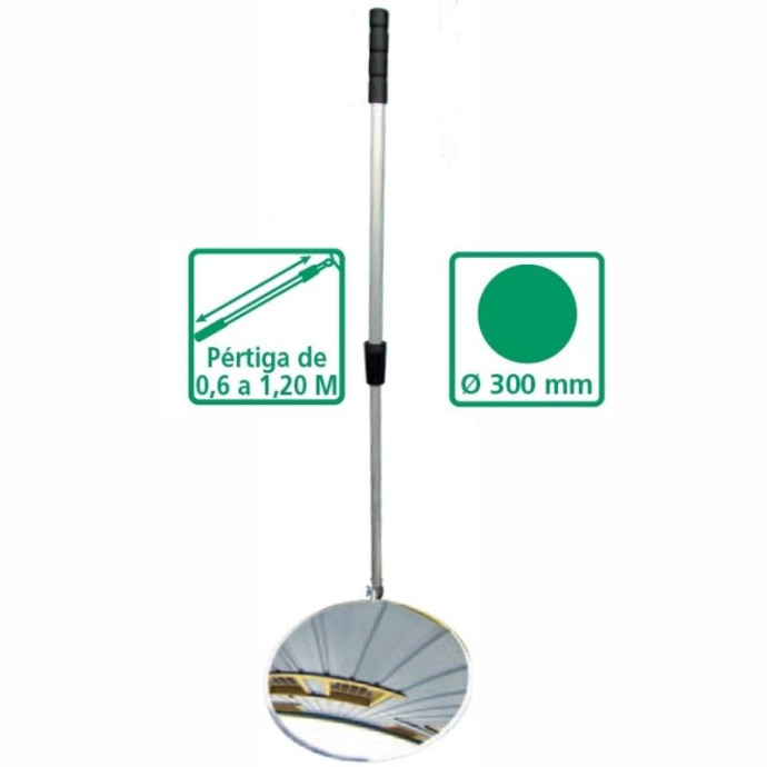 Convex inspection mirror with different measurements and arm lengths