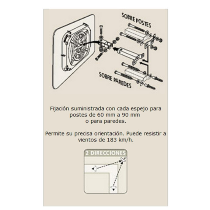 Specchio convesso multiuso con cornice gialla e nera disponibile in diverse misure.