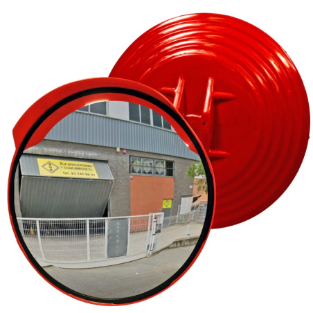 Espejo convexo de exterior circular con visera roja Ø600mm