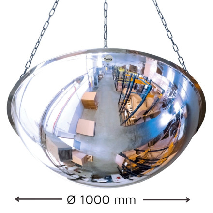 Convex interior mirror, half-sphere, horizontal, Ø1000mm