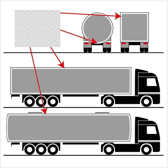 White flexible surface tape for vehicles. Width 55 mm x Length 50000 mm.