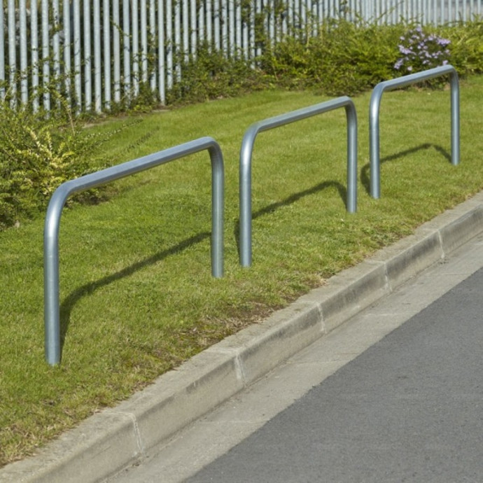 Simple galvanized steel railing in different sizes, finishes, and fastenings.