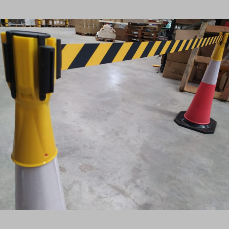 Tensacono con cinta amarilla negra extensible 3 metros para cono de 1 metro