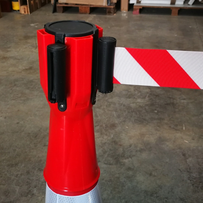 Tensacono con cinta roja blanca extensible 3 metros para cono de 1 metro