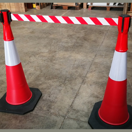 Tensacono con cinta roja blanca extensible 3 metros para cono de 1 metro