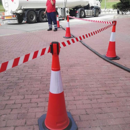 Tensacono con cinta roja blanca extensible 3 metros para cono de 1 metro