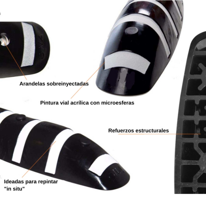 Separador de pista de PVC flexível, 836x220x126mm