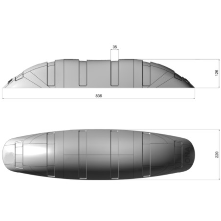 Separador de pista de PVC flexível, 836x220x126mm