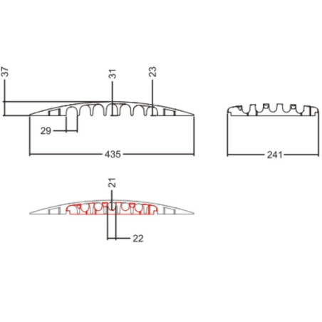 Passe-câbles à 5 canaux composé d'une base et d'un couvercle