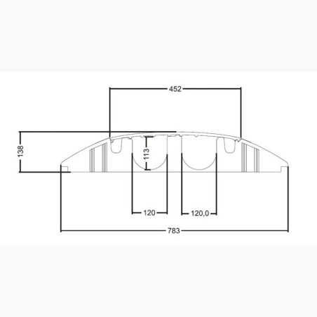 Cable grommet with 2 channels, 700x783x139mm