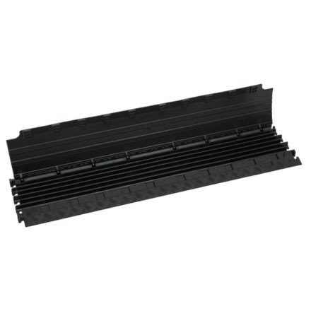 Passacavi con 6 canalette, copertura nera, 1000x280x32mm.
