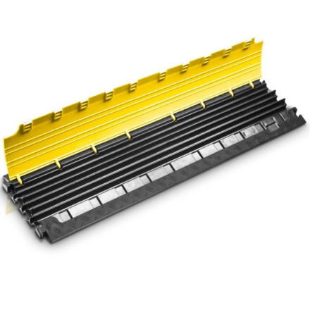 Cable protector with 6 channels. Yellow cover, 1000x280x32mm.