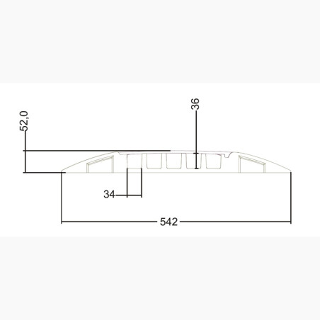 Passacavi a 5 canalette, 890x542x52mm