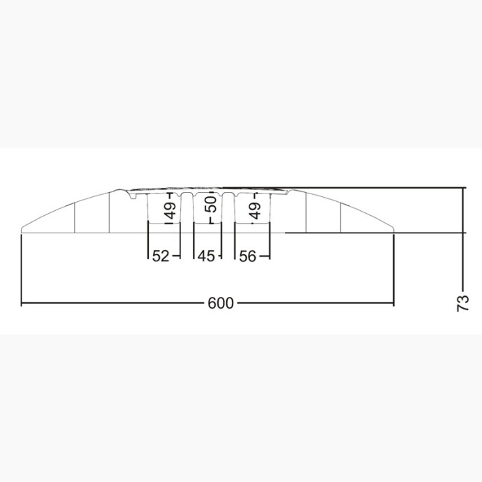 Passacavi a 3 canalette. Modulo centrale. 1000x600x73 mm.