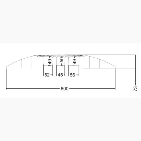 Passacavi a 3 canalette. Modulo centrale. 1000x600x73 mm.