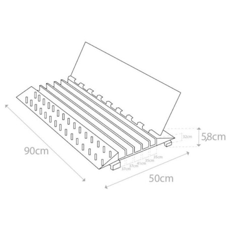 Cable protector with 5 channels, 900x500x55mm