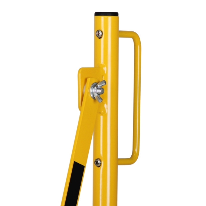 Valla extensible de acero con ruedas. Para sujetar a pared, estanterías, etc. Amarilla/negra