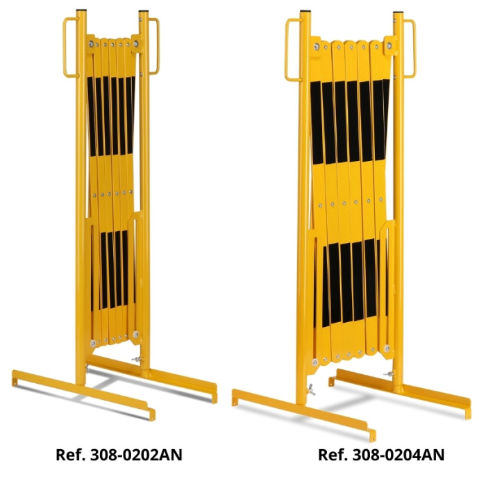 Yellow and black retractable barrier
