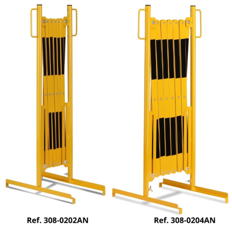 Yellow and black retractable barrier