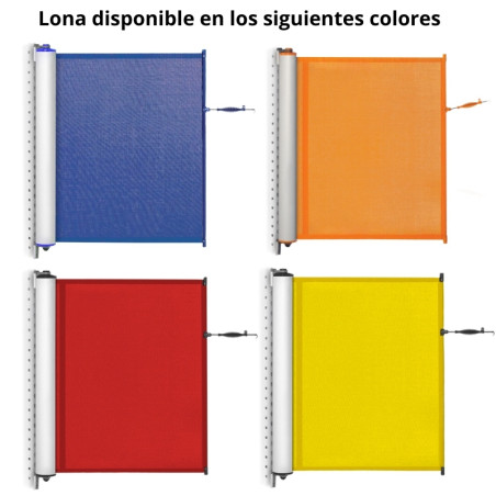 Barreira retrátil fixa de delimitação. Cartaz em lona microperfurada ou vinil. Diferentes opções.