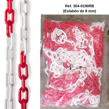 Cadena polietileno roja blanca Øeslabón 8mm