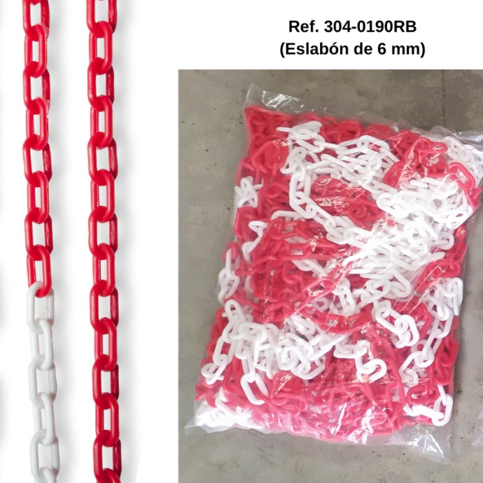 Corrente de polietileno vermelha branca Øelo 6mm