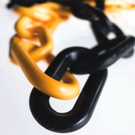 Corrente de polietileno amarela e preta com elo de 6mm.