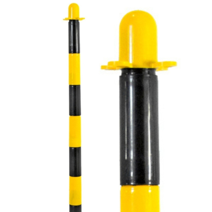 Poste de PVC amarelo e preto, 900xØ30mm. Adicionar base.