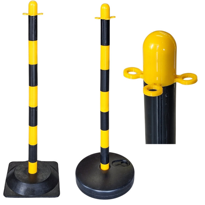 Poste de PVC amarelo e preto, 900xØ30mm. Adicionar base.
