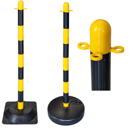 Poste de PVC amarelo e preto, 900xØ30mm. Adicionar base.